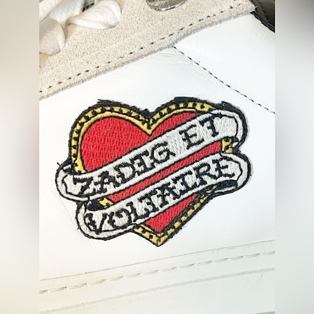 Zadig & Voltaire leather sneakers ZV1747 tattoo style heart patch French 41/US10 - Picture 3 of 15